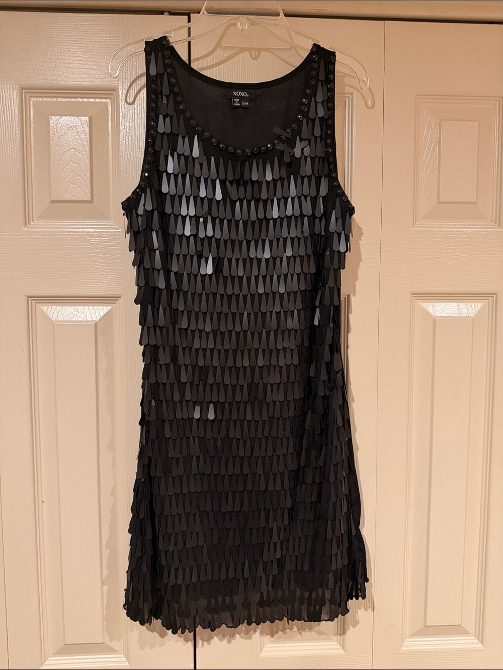 XOXO Black Teardrop Sequin Sleeveless Mini Dress